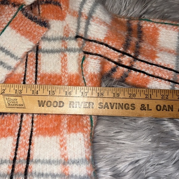 Soft Surroundings  Briony Soft Orange Plaid Sweater Jacket size small - Picture 8 of 9